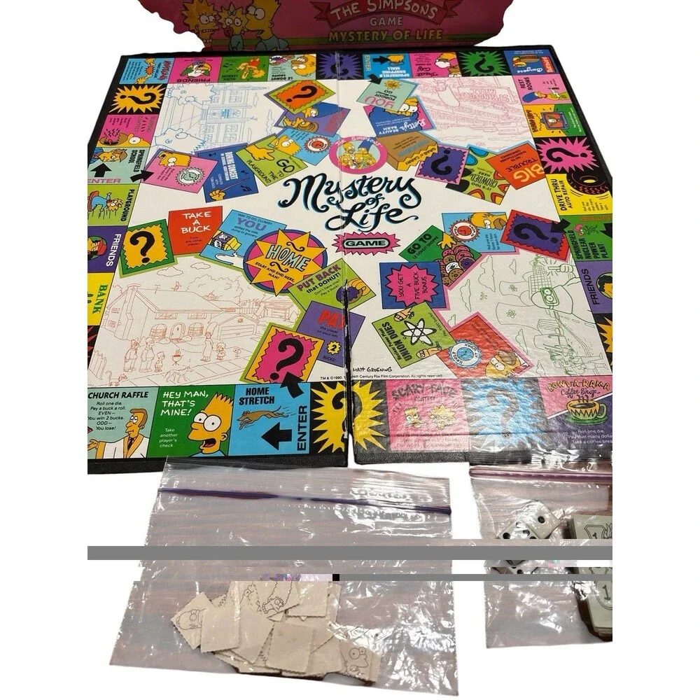 Vintage 1990 The Simpsons Mystery Of Life Board Game by Cardinal